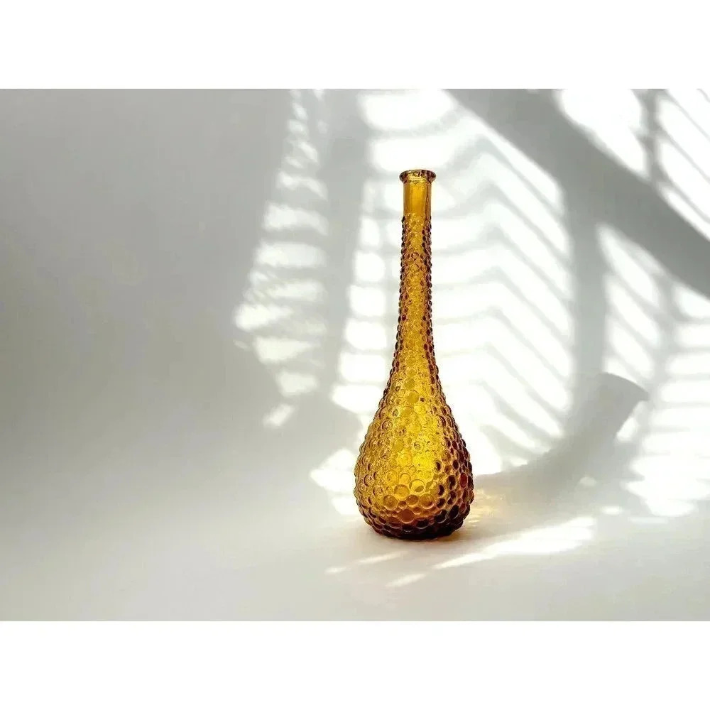Vintage Amber Empoli Bubble Genie Decanter Bottle - Midcentury Modern